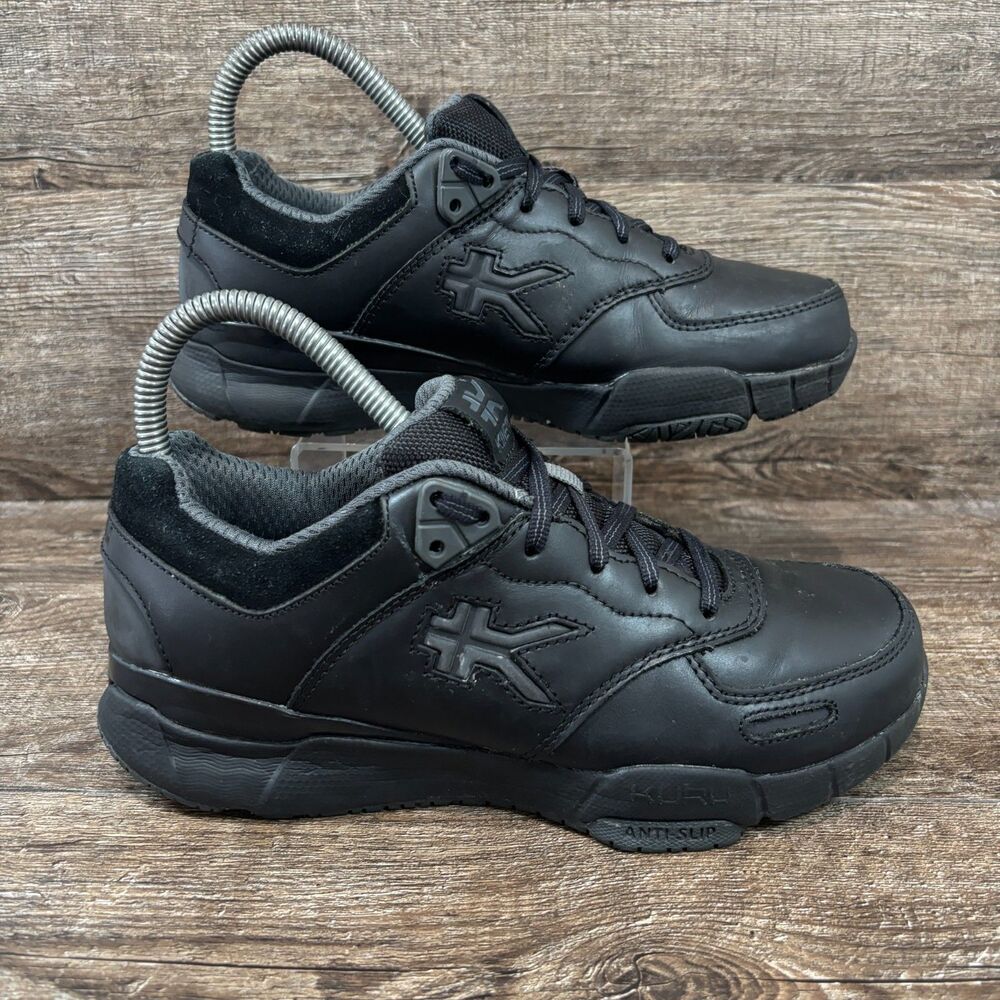 Kuru Kinetic 2 Shoes Women's 6 M Smokestack Black Leather Anti-Slip Orthopedic